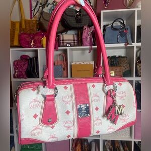 MCM Visetos Bubble Gum Pink Monogram Papillon Satchel 💕